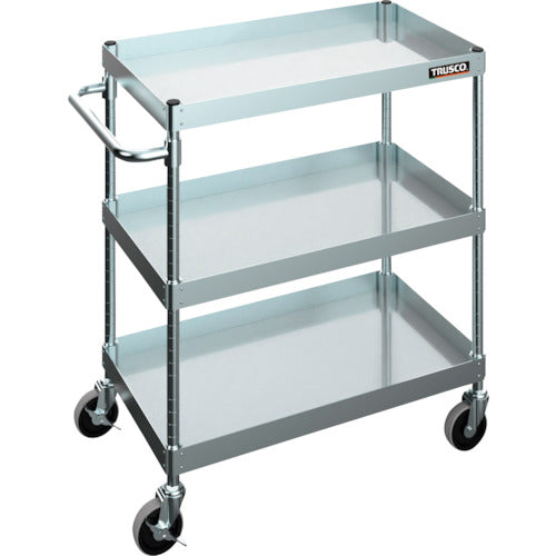 TRUSCO 【판매 폐번】스테인리스 왜건 SUS430 클린 플렉스 왜건 750X450XH880 3단 100Φ나일론 우레탄 캐스터 CFL4B-823-NU100 1대