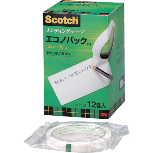 3M Mending Tape Economy Pack 12mm x 30m 12 rolls per pack Core diameter 76mm MP-12 1 box