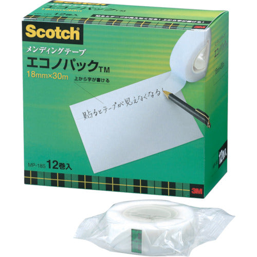 3M Mending Tape Economy Pack 18mm x 30m Core diameter 25mm 12 rolls MP-18S 1 box