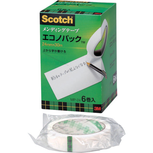 ３Ｍ　メンディングテープエコノパック　２４ｍｍＸ３０ｍ　６巻入　巻芯径７６ｍｍ　MP-24　1 箱