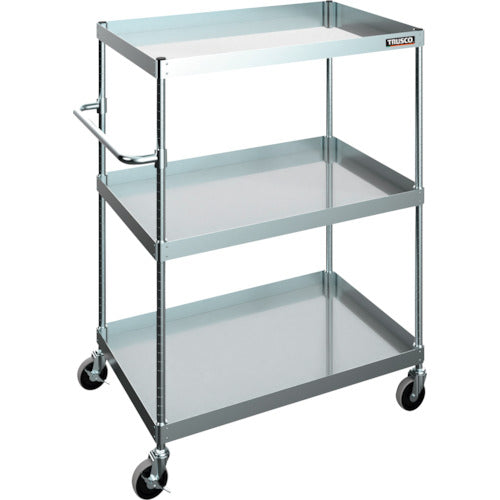 ＴＲＵＳＣＯ　【売り切り廃番】ステンレスワゴン　ＳＵＳ４３０クリーンフレックスワゴン　９００Ｘ６００ＸＨ１２００　３段　１００Φナイロンウレタンキャスター　　CFL4B-933-NU100　1 台