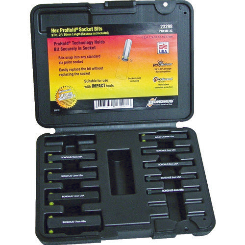 ＢＯＮＤＨＵＳ　【交換用】六角ビット（全長５０ｍｍ／プロホールド（Ｒ）ビット）　セット６本組（４−１７ｍｍ）　PHX9M-2C　1 Ｓ