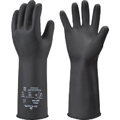 SHOWA Chemical Resistant Gloves No. 890 Fluorine Rubber Chemical Protection Gloves L Size Black NO890-L 1 Pair