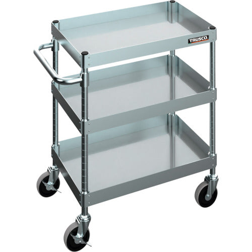 ＴＲＵＳＣＯ　【売り切り廃番】ステンレスワゴン　ＳＵＳ３０４クリーンフレックスワゴン　６００Ｘ４００ＸＨ７４０　３段　１００Φナイロンウレタンキャスター　　　CFL3B-713-NU100　1 台