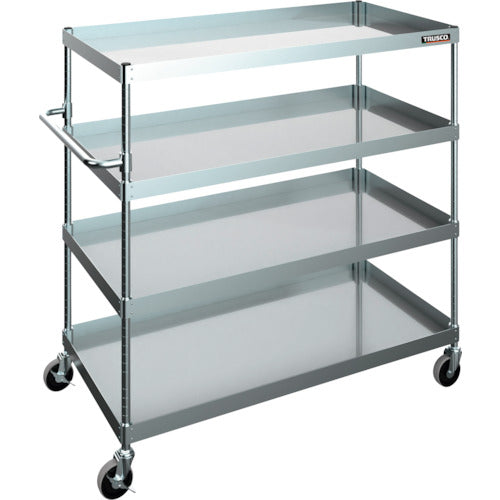 TRUSCO [Sold out and discontinued] Stainless steel wagon SUS430 Clean Flex Wagon 1200 x 600 x H1200 4 shelves 100Φ nylon urethane casters CFL4B-954-NU100 1 unit