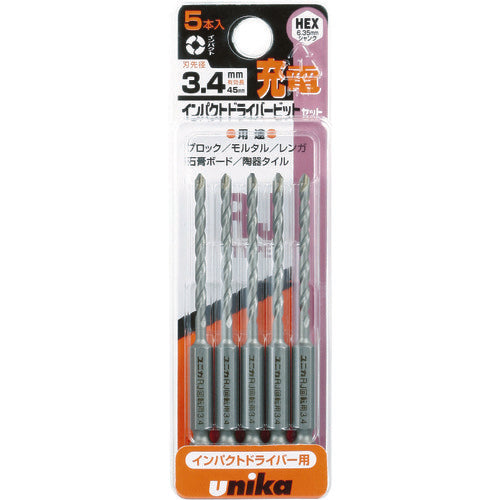 UNIKA 충전 드라이버 비트 드릴 3.4mm 5개 세트 DP5-RJ34 1 S