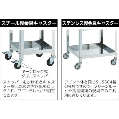 TRUSCO Stainless Steel Wagon Clean Rabbit 100φ Conductor Cart SUS Metal Fittings with Handle and Drawer CRB-953HVSD100 1 Unit