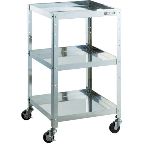 TRUSCO Stainless Steel Wagon Clean Rabbit 75φ Conductor Wagon SUS Fittings 500 x 500 x H880 3 Tiers CRB-953SD 1 Unit