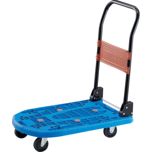 ＴＲＵＳＣＯ　樹脂台車　カルティオ（スチールハンドルタイプ）折畳　７８０Ｘ４９０　青　ブレーキなし　MPK-720-B　1 台