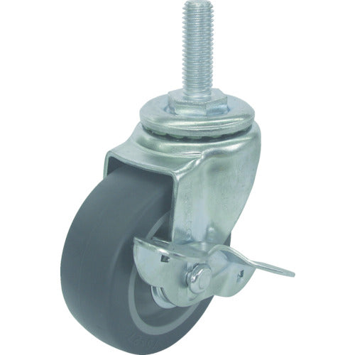 ＴＲＵＳＣＯ　キャスター　ネジＭ１６×４０エラストマー車φ１００ストッパー付　TYST-100ELS　1 個