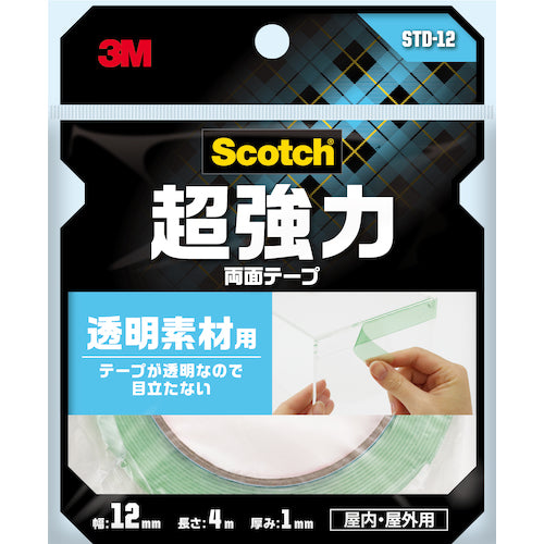 ３Ｍ　スコッチ　超強力両面テープ　透明素材用　１２ｍｍ×４ｍ　STD-12　1 巻