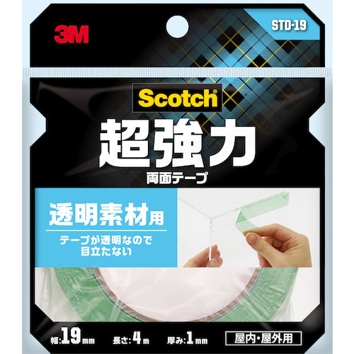 ３Ｍ　スコッチ　超強力両面テープ　透明素材用　１９ｍｍ×４ｍ　STD-19　1 巻