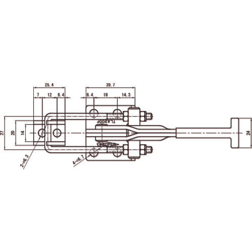 スーパー　引き止め専用型トグルクランプ　ベースタイプ：フランジ　最大支持力：３．１８ｋＮ　調整量：１０〜２０ｍｍ　TLA200F　1 個