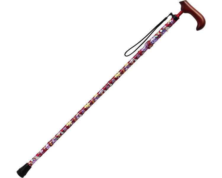 Folding walking stick "Tenohira" / AS-T16WE Wine/Floral pattern 1 piece