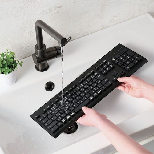 ELECOM Keyboard Wireless (2.4GHz) Wireless Membrane Full Size Washable Antibacterial Black TK-WS02DMKBK 1 pc