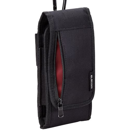 ELECOM Smartphone Carrying Pouch, 3-Way Attachment, Single Pocket, S Size, Black, P-04CCBK, 1 pc