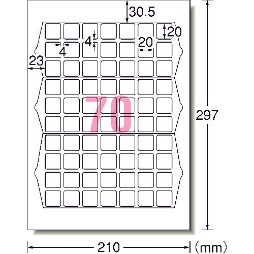 ３Ｍ　エーワン［［ＴＭ上］］　ラベルシール（プリンタ兼用）７０面　四辺余白付　角丸正方形２０枚　31555　1 PK