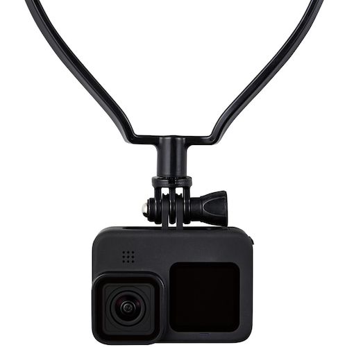 ELECOM GoPro Universal Necklace Mount, Adjustable Height, Anti-Drop, Adjuster Included, Black, AC-MBNE01BK, 1 Piece