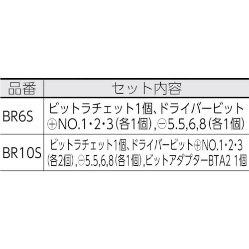 ＴＯＮＥ　オフセット式ラチェットドライバー　ビットラチェットセット　１１点セット　BR10S　1 Ｓ