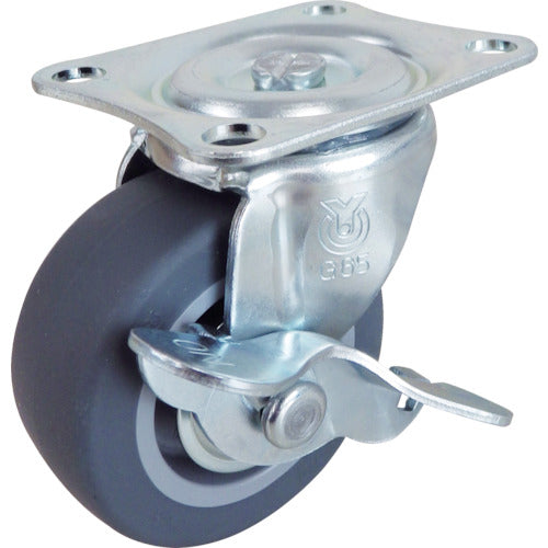 YUEI Plate-type Swivel Caster Elastomer Wheel diameter 65mm With stopper G type G-S type Mounting dimensions 55 x 42 G-65ELS 1 piece