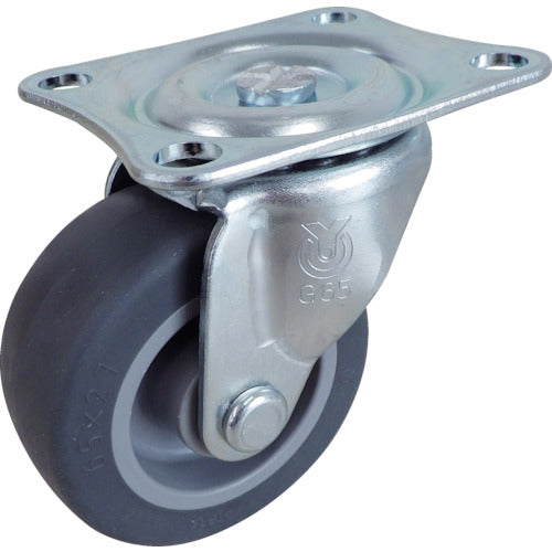 YUEI Plate-type Swivel Caster Elastomer Wheel diameter 65mm G-type G-type Mounting dimensions 55 x 42 G-65EL 1 pc