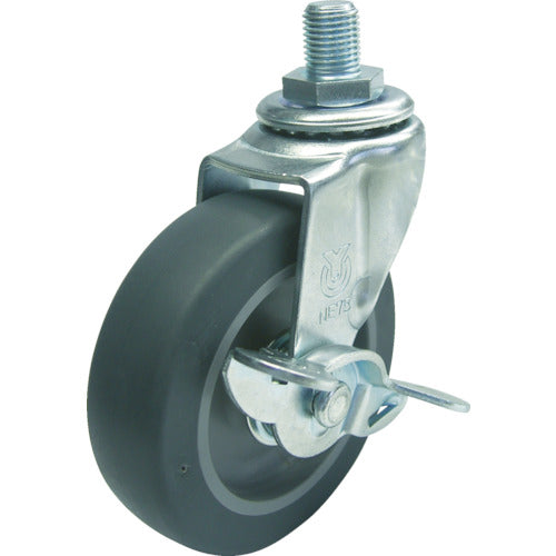 YUEI Screw-in type Swivel Caster Elastomer Wheel diameter 65mm With stopper L type LT-S type Screw size UNF1/2 x 14 Number of threads 20 LT-65ELS-UNF1/2-14 1 piece