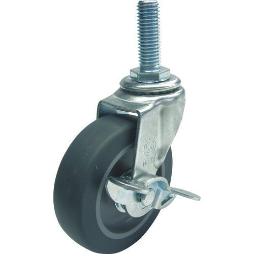 ユーエイ　ねじ込み式　自在　キャスター　エラストマー　車輪径７５ｍｍ　ストッパー付き　Ｌタイプ　ＬＴ−Ｓ型　ネジ寸法Ｍ１２×３５ピッチ１．７５　LT-75ELS-M12-35　1 個