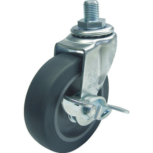 ユーエイ　ねじ込み式　自在　キャスター　エラストマー　車輪径７５ｍｍ　ストッパー付き　Ｌタイプ　ＬＴ−Ｓ型　ネジ寸法ＵＮＦ１／２×１４山数２０　LT-75ELS-UNF1/2-14　1 個