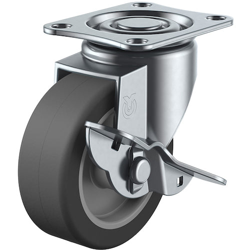 YUEI Plate-type Swivel Caster Elastomer Wheel diameter 65mm With stopper S-type SG-S type Mounting dimensions 55 x 42 SG-65ELS 1 piece