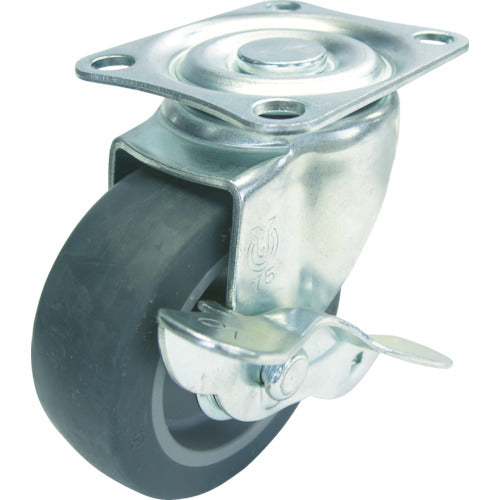 YUEI Plate-type Swivel Caster Elastomer Wheel diameter 75mm With stopper S-type SG-S type Mounting dimensions 55 x 42 SG-75ELS 1 piece