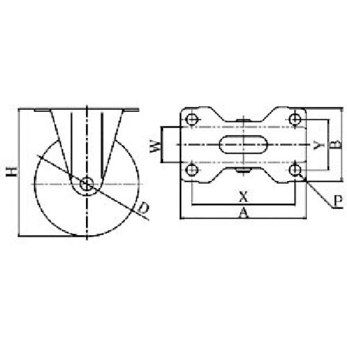 YUEI Plate-type Fixed Caster Elastomer Wheel diameter 75mm S-type SR-type Mounting dimensions 55 x 28 SR-75EL 1 piece