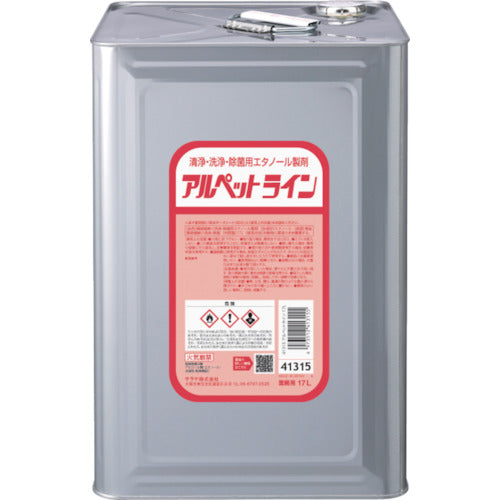 サラヤ　清浄・洗浄・除菌用エタノール製剤　アルペットライン　１７Ｌ　41315　1 個
