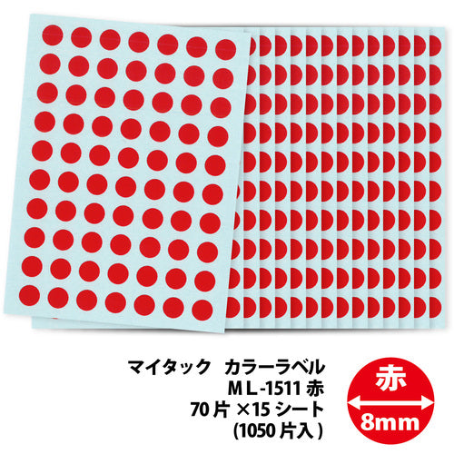니티반 마이 택 라벨 (컬러 라벨) ML-151 레드 원형 8mm ML-1511 1 PK