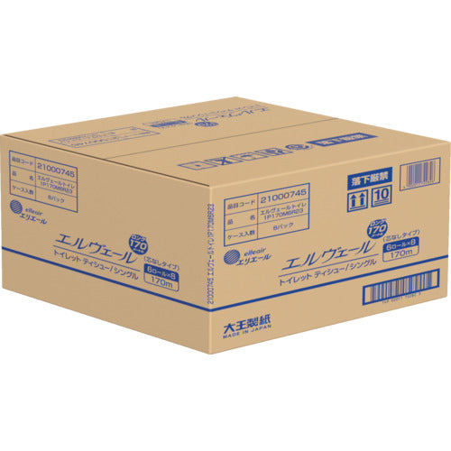 エリエール　エルヴェールトイレットティシューシングル１７０ｍ６Ｒ芯なし　21000745　1 CS