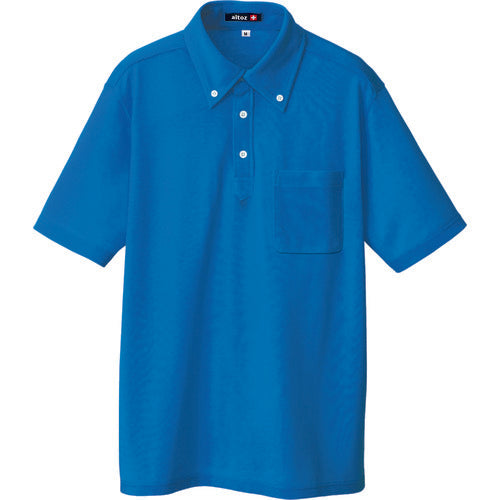 Aitos Button-down short-sleeve polo shirt, blue, L, 10599-006-L, 1 unit