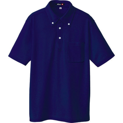 Aitos Button-down short-sleeve polo shirt, navy, M, 10599-008-M, 1 unit