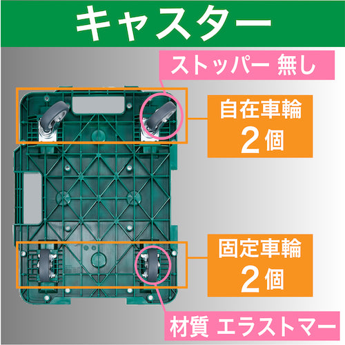 ＴＲＵＳＣＯ　樹脂製平台車　　ルートバン　３７０Ｘ５００　緑　MPB-500-GN　1 台