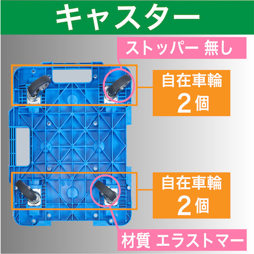 ＴＲＵＳＣＯ　樹脂製平台車　　ルートバン　３７０Ｘ５００　４輪自在　青　MPB-500J-B　1 台