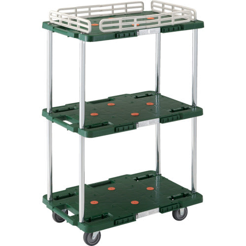 TRUSCO Plastic Cart Route Van 3-Tier with 1-Tier Spill Guard 400X600 Green MPB-603K-GN 1 Unit