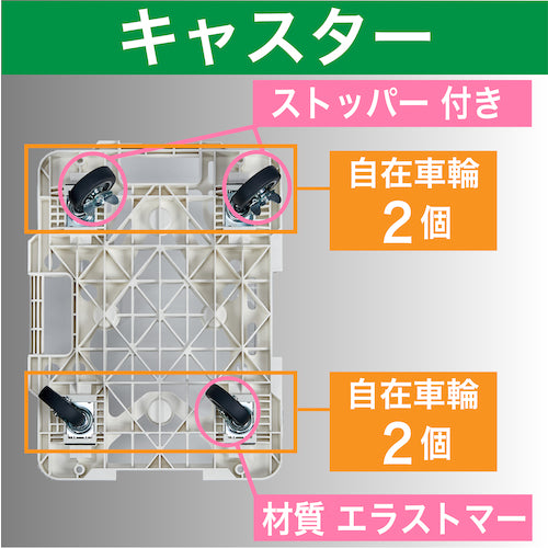 ＴＲＵＳＣＯ　樹脂製平台車　　ルートバンメッシュタイプ　６１５Ｘ４１５　４輪自在　ストッパー付　白　MPK-600JS-W　1 台