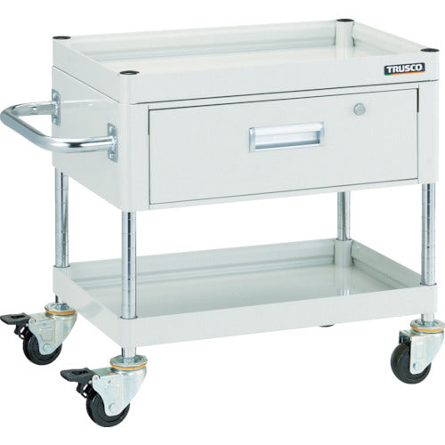 ＴＲＵＳＣＯ　ツールワゴン　ファルコンワゴン７５０Ｘ５００　１段引出付　ゴム車輪　ホワイト　FAW-672V-W　1 台