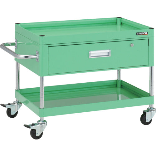 ＴＲＵＳＣＯ　ツールワゴン　ファルコンワゴン７５０Ｘ５００　１段引出付　ゴム車輪　ヤンググリーン　FAW-672V-YG　1 台