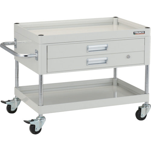 ＴＲＵＳＣＯ　ツールワゴン　ファルコンワゴン７５０Ｘ５００　２段引出付　ゴム車輪　ホワイト　FAW-672X-W　1 台