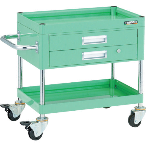 ＴＲＵＳＣＯ　ツールワゴン　ファルコンワゴン７５０Ｘ５００　２段引出付　ゴム車輪　ヤンググリーン　FAW-672X-YG　1 台