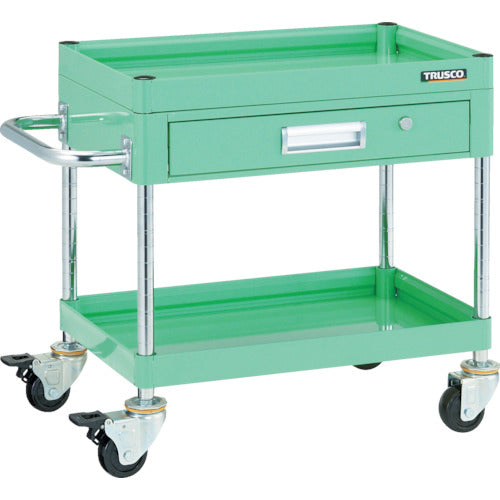 ＴＲＵＳＣＯ　ツールワゴン　ファルコンワゴン７５０Ｘ５００　１段浅引出付　ゴム車輪　ヤンググリーン　FAW-672Z-YG　1 台