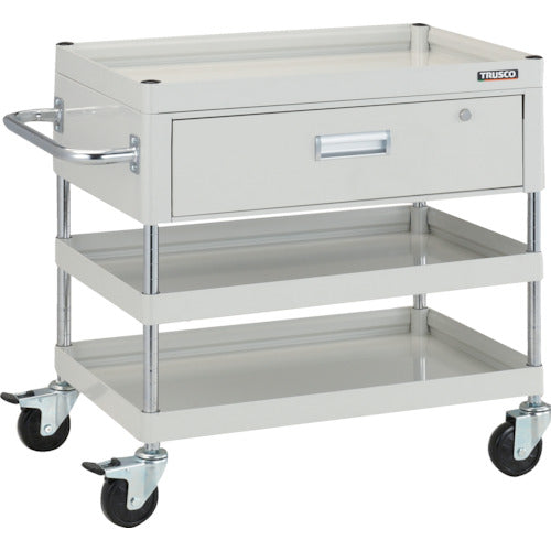 TRUSCO Tool Wagon Falcon Wagon 750X500 with 1 Drawer, Rubber Wheels, White, FAW-773V-W, 1 Unit