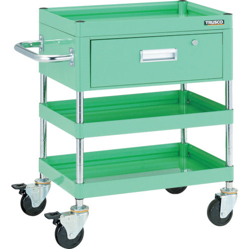 ＴＲＵＳＣＯ　ツールワゴン　ファルコンワゴン７５０Ｘ５００　１段引出付　ゴム車輪　ヤンググリーン　FAW-773V-YG　1 台
