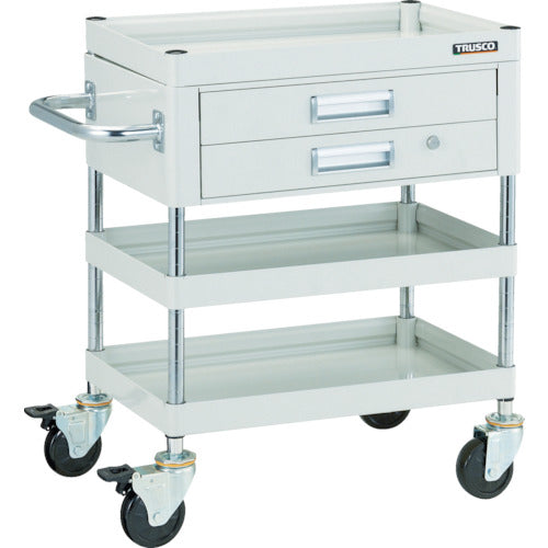 ＴＲＵＳＣＯ　ツールワゴン　ファルコンワゴン７５０Ｘ５００　２段引出付　ゴム車輪　ホワイト　FAW-773X-W　1 台