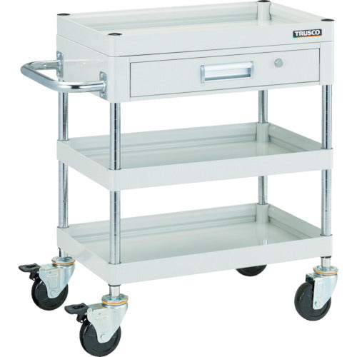 ＴＲＵＳＣＯ　ツールワゴン　ファルコンワゴン７５０Ｘ５００　１段浅引出付　ゴム車輪　ホワイト　FAW-773Z-W　1 台