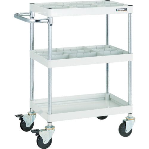 TRUSCO Tool Wagon Falcon Wagon 600X400 with Divider Board, Rubber Wheels, White FAW-963S2-W 1 Unit
